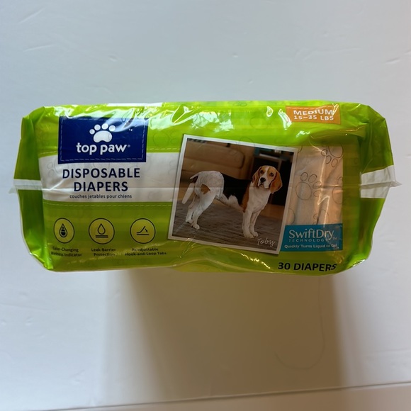 Top Paw Disposable Diapers 12 pk Size Medium-NWT - Picture 4 of 4